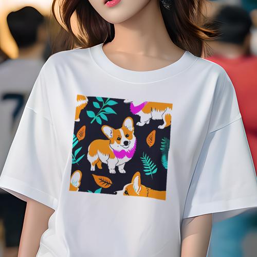 Tシャツ レディース 犬ファン 半袖 春夏 プリント カジュアル かわいい 人間用 フィットネス 葉 コーギ..