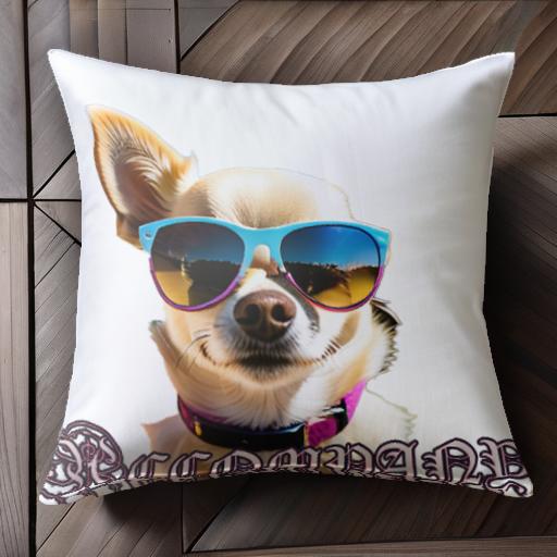 サングラス チワワ クッションカバー 45×45cm アニマル柄 おしゃれ 可愛い クッション本体付き 正方形