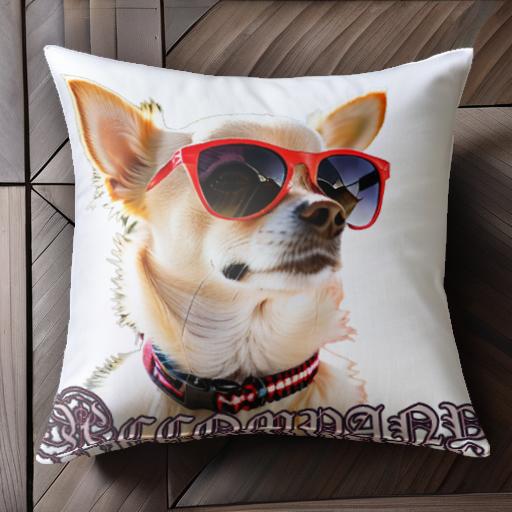 サングラス チワワ クッションカバー 45×45cm アニマル柄 おしゃれ 可愛い クッション本体付き 正方形