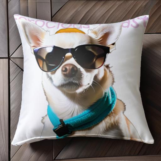 サングラス チワワ スカーフ クッションカバー 45×45cm アニマル柄 おしゃれ 可愛い クッション本体付..