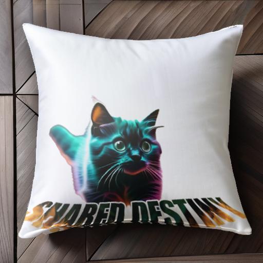 猫 ネオン 炎 クッションカバー 45×45cm アニマル柄 おしゃれ 可愛い クッション本体付き 正方形