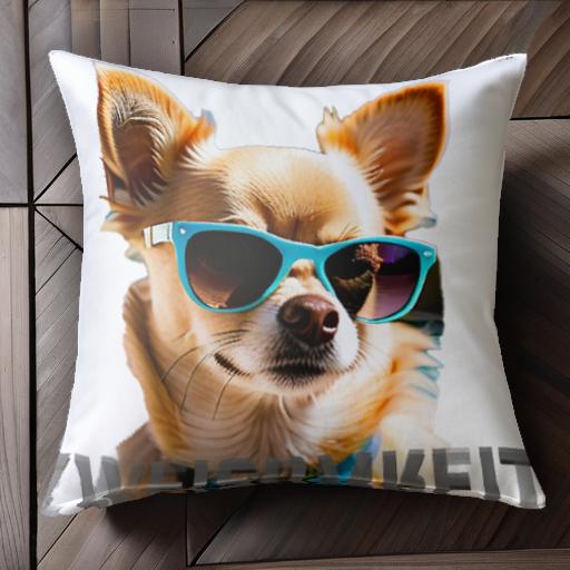 サングラス チワワ クッションカバー 45×45cm アニマル柄 おしゃれ 可愛い クッション本体付き 正方形