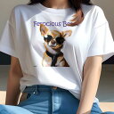 Tシャツ レディース 犬ファン 半袖 春夏 プリント カジュアル かわいい 人間用 フィットネス サングラス チワワ ネクタイ