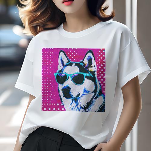Tシャツ レディース 犬ファン 半袖 春夏 プリント カジュアル かわいい 人間用 フィットネス サングラ..