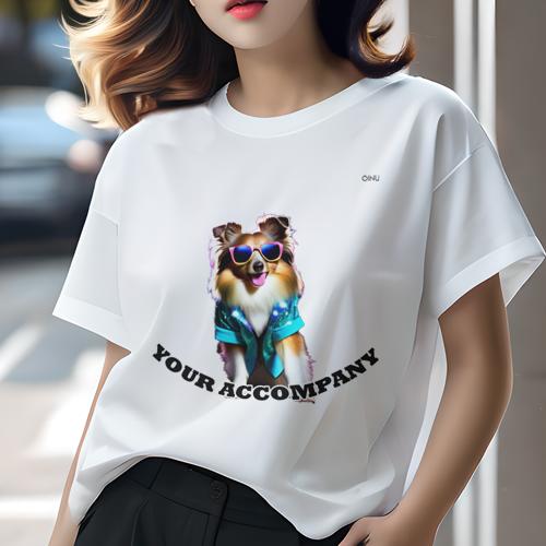 楽天フロントップ楽天市場店Tシャツ レディース 犬ファン 半袖 春夏 プリント カジュアル かわいい 人間用 フィットネス サングラス シェットランドシープドッグ キラキラ