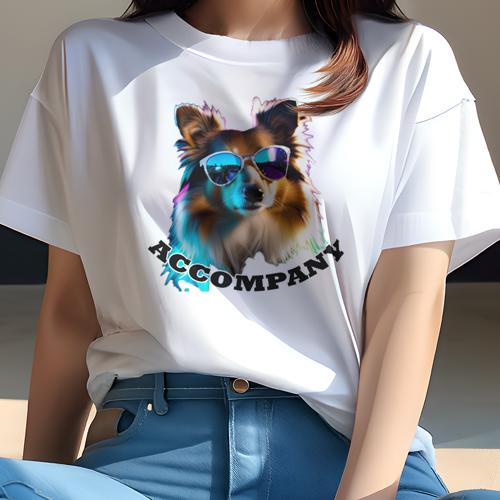 Tシャツ レディース 犬ファン 半袖 春夏 プリント カジュアル かわいい 人間用 フィットネス サングラス シェットランドシープドッグ