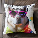 サングラス シベリアンハスキー 光ファイバー クッションカバー 45×45cm アニマル柄 おしゃれ 可愛い クッション本体付き 正方形