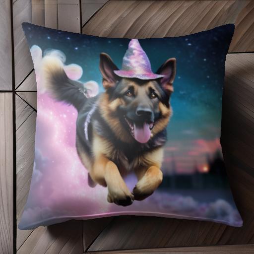 魔法使い ジャーマンシェパード 星空 雲 クッションカバー 45×45cm アニマル柄 おしゃれ 可愛い クッション本体付き 正方形 魔法使い ジャーマンシェパード 星空 雲 クッションカバー 45×45cm アニマル柄 おしゃれ 可愛い クッション本体付き 正方形