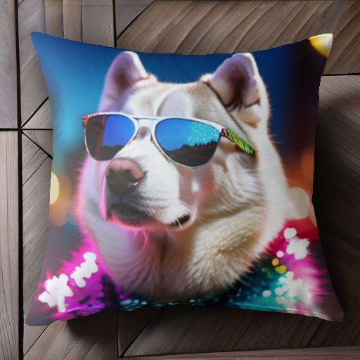 サングラス シベリアンハスキー ライト クッションカバー 45×45cm アニマル柄 おしゃれ 可愛い クッシ..