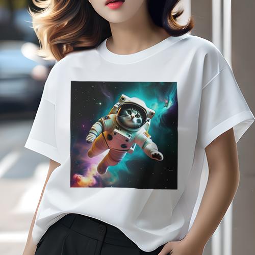 Tシャツ レディース 犬ファン 半袖 春夏 プリント カジュアル かわいい 人間用 フィットネス 宇宙 宇宙飛行士 スペース 星雲 銀河