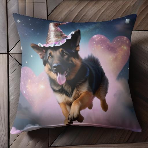 ハート ジャーマンシェパード 雲 星空 帽子 クッションカバー 45×45cm アニマル柄 おしゃれ 可愛い クッション本体付き 正方形 ハート ジャーマンシェパード 雲 星空 帽子 クッションカバー 45×45cm アニマル柄 おしゃれ 可愛い クッション本体付き 正方形