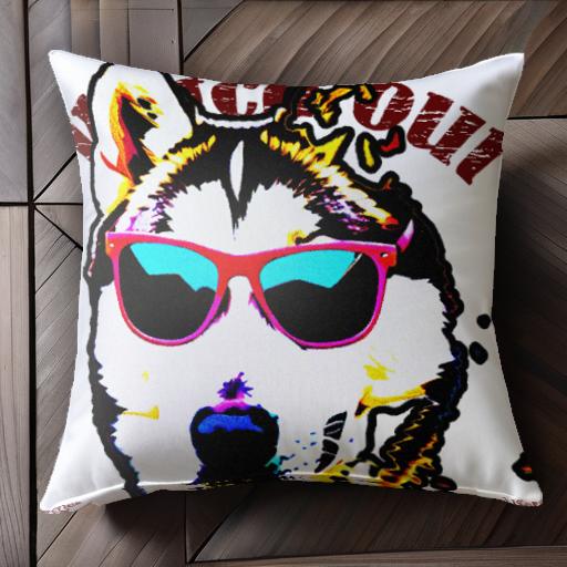 サングラス シベリアンハスキー クッションカバー 45×45cm アニマル柄 おしゃれ 可愛い クッション本体付き 正方形