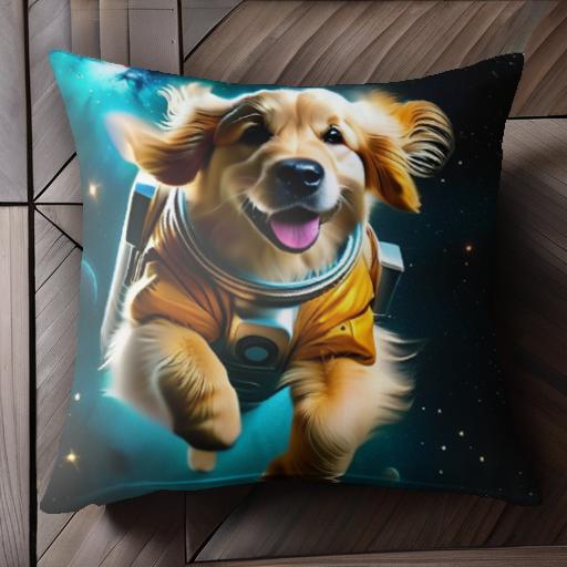 宇宙 ゴールデンレトリバー 宇宙服 スペース 星 クッションカバー 45×45cm アニマル柄 おしゃれ 可愛い..