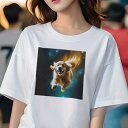Tシャツ レディース 犬ファン 半袖 春夏 プリント カジュアル かわいい 人間用 フィットネス 宇宙 ゴールデンレトリバー 星