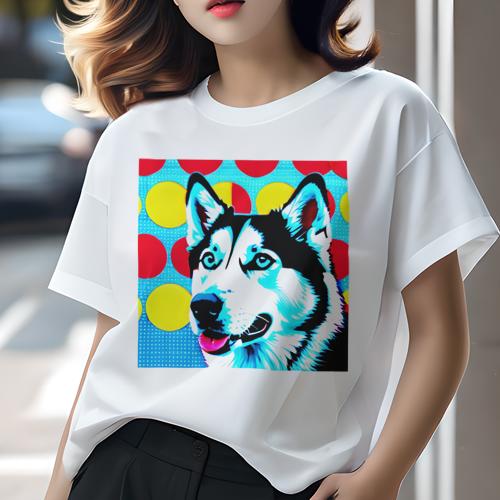 Tシャツ レディース 犬ファン 半袖 春夏 プリント カジュアル かわいい 人間用 フィットネス シベリアンハスキー