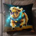 宇宙 ゴールデンレトリバー スペース 宇宙服 月面 クッションカバー 45×45cm アニマル柄 おしゃれ 可愛い クッション本体付き 正方形