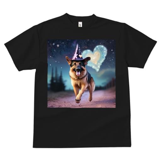 Tシャツ レディース 犬ファン 半袖 春夏 プリント カジュアル かわいい 人間用 フィットネス 魔法使いの帽子 ジャーマンシェパード ハート