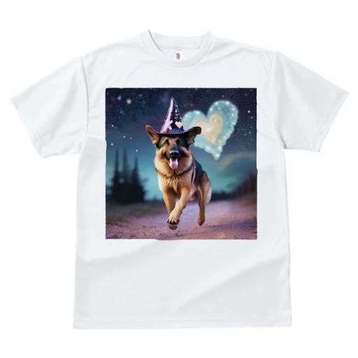 Tシャツ レディース 犬ファン 半袖 春夏 プリント カジュアル かわいい 人間用 フィットネス 魔法使いの帽子 ジャーマンシェパード ハート