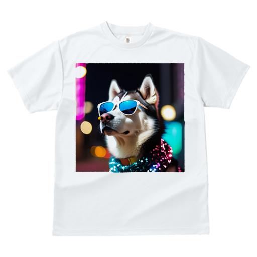 Tシャツ レディース 犬ファン 半袖 春夏 プリント カジュアル かわいい 人間用 フィットネス サングラス シベリアンハスキー スパンコール