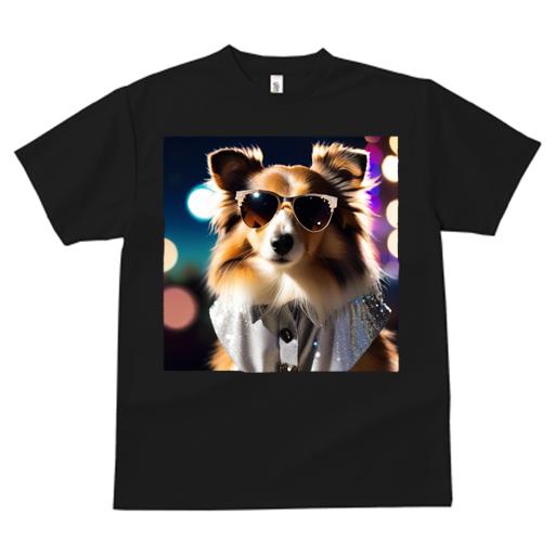 楽天フロントップ楽天市場店Tシャツ メンズ キッズ 犬ファン 半袖 春夏 プリント カジュアル かわいい 人間用 フィットネス サングラス シェットランドシープドッグ シャツ キラキラ