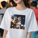 Tシャツ レディース 犬ファン 半袖 春夏 プリント カジュアル かわいい 人間用 フィットネス サングラス シェットランドシープドッグ ジャケット ライト キラキラ(4)