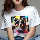 Tシャツ レディース 犬ファン 半袖 春夏 プリント カジュアル かわいい 人間用 フィットネス サングラス シェットランドシープドッグ ライト(4)