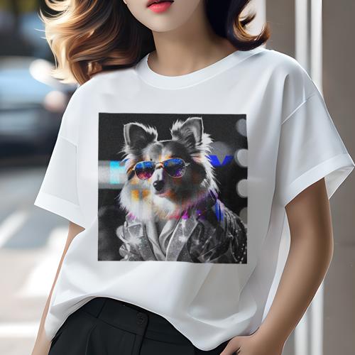Tシャツ レディース 犬ファン 半袖 春夏 プリント カジュアル かわいい 人間用 フィットネス サングラス シェットランドシープドッグ
