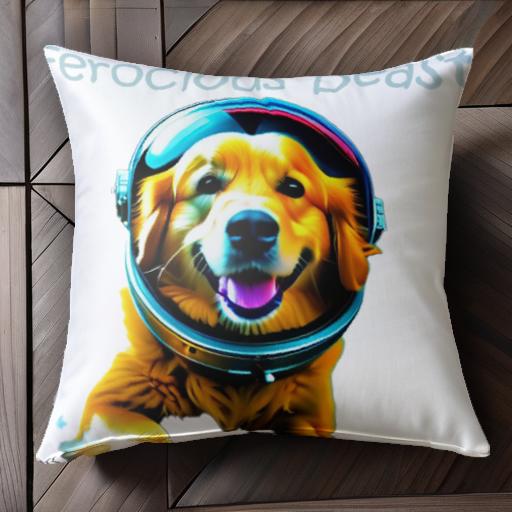 宇宙飛行士 ゴールデンレトリバー ヘルメット クッションカバー 45×45cm アニマル柄 おしゃれ 可愛い クッション本体付き 正方形