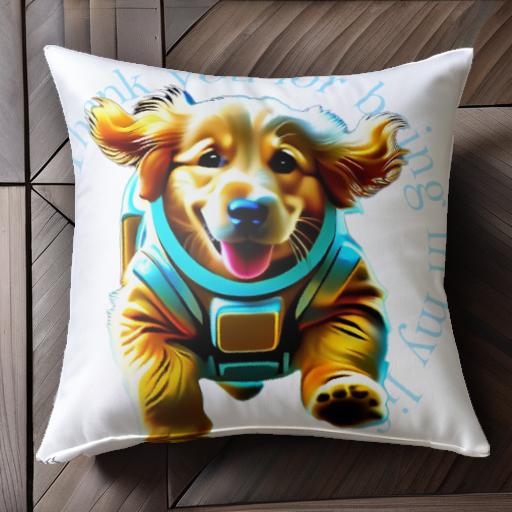 宇宙服 ゴールデンレトリバー クッションカバー 45×45cm アニマル柄 おしゃれ 可愛い クッション本体付..