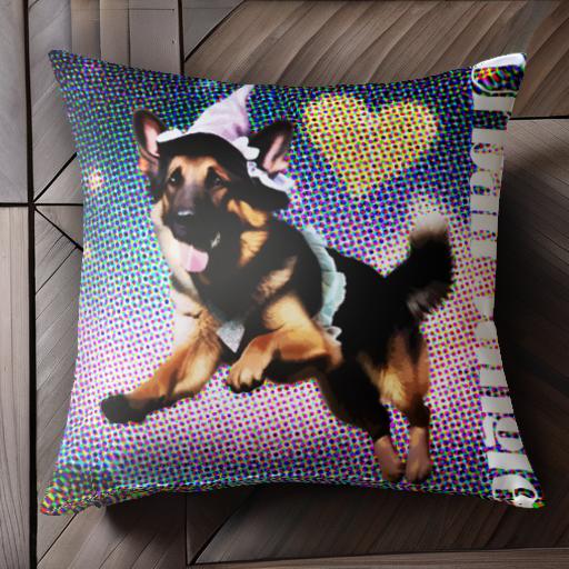 ハート ジャーマンシェパード 帽子 クッションカバー 45×45cm アニマル柄 おしゃれ 可愛い クッション..