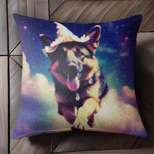 雲 ジャーマンシェパード 星 帽子 クッションカバー 45×45cm アニマル柄 おしゃれ 可愛い クッション本体付き 正方形