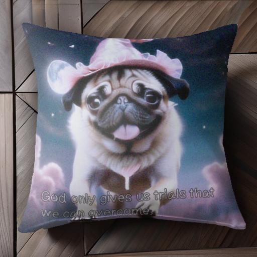 魔法使いの帽子 パグ 月 星 雲 クッションカバー 45×45cm アニマル柄 おしゃれ 可愛い クッション本体..