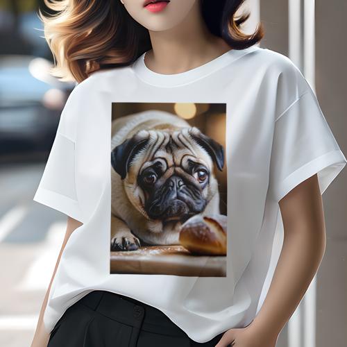 Tシャツ レディース 犬ファン 半袖 春夏 プリント カジュアル かわいい 人間用 フィットネス パン パグ