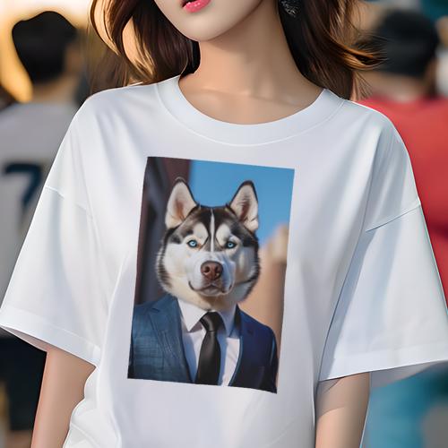 Tシャツ レディース 犬ファン 半袖 春夏 プリント カジュアル かわいい 人間用 フィットネス スーツ シ..