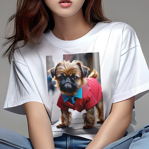 Tシャツ レディース 犬ファン 半袖 春夏 プリント カジュアル かわいい 人間用 フィットネス スーツ ブリュッセルグリフォン ネクタイ Tシャツ レディース 犬ファン 半袖 春夏 プリント カジュアル かわいい 人間用 フィットネス スーツ ブリュッセルグリフォン ネクタイ