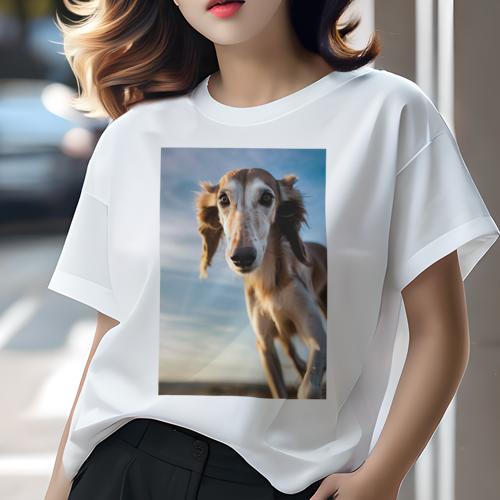 Tシャツ レディース 犬ファン 半袖 春夏 プリント カジュアル かわいい 人間用 フィットネス サルーキ Tシャツ レディース 犬ファン 半袖 春夏 プリント カジュアル かわいい 人間用 フィットネス サルーキ