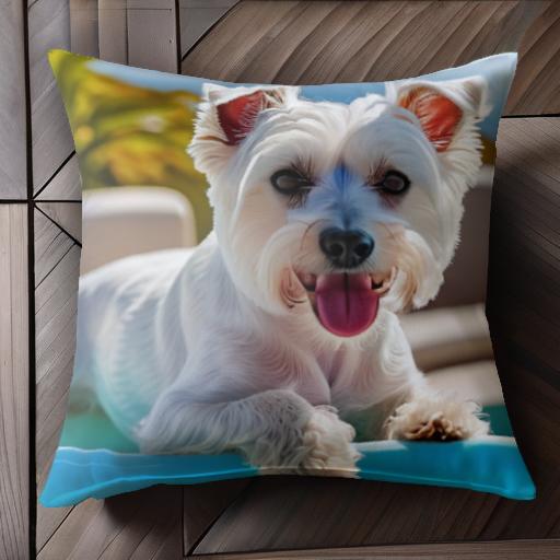 背景 ウェストハイランドホワイトテリア クッションカバー 45×45cm アニマル柄 おしゃれ 可愛い クッシ..