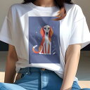 Tシャツ レディース 犬ファン 半袖 春夏 プリント カジュアル かわいい 人間用 フィットネス 星 サルーキ 植物(4)