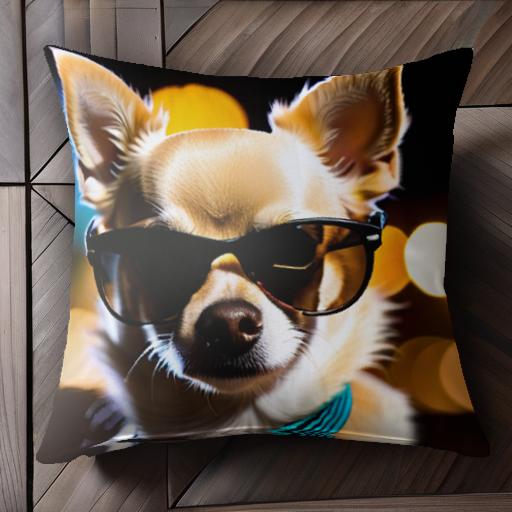 サングラス チワワ クッションカバー 45×45cm アニマル柄 おしゃれ 可愛い クッション本体付き 正方形