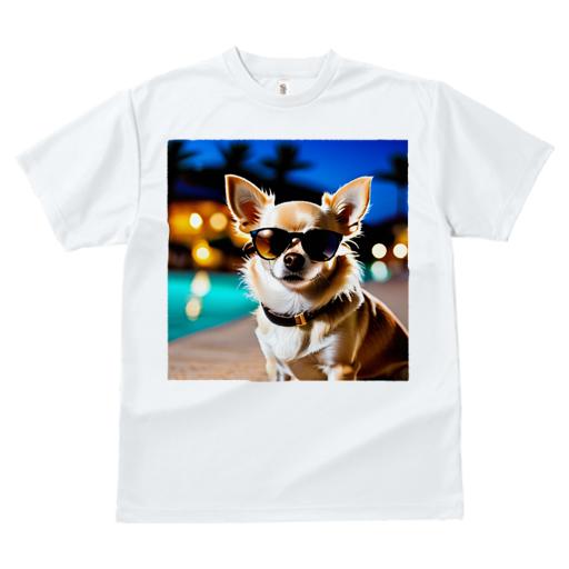 Tシャツ レディース 犬ファン 半袖 春夏 プリント カジュアル かわいい 人間用 フィットネス サングラス チワワ プール 夜