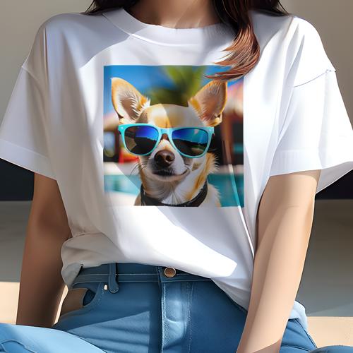 Tシャツ レディース 犬ファン 半袖 春夏 プリント カジュアル かわいい 人間用 フィットネス サングラ..