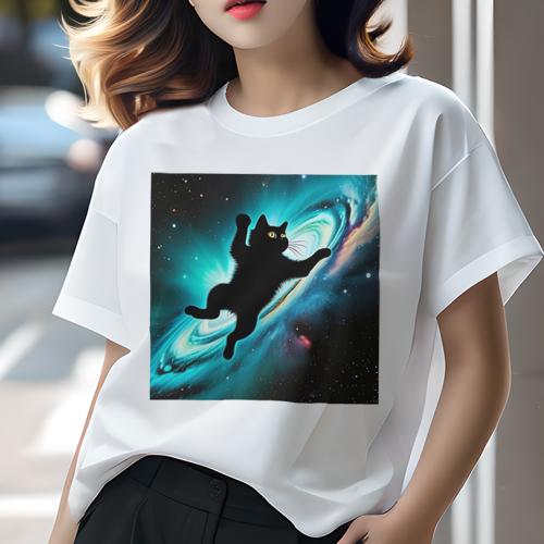 Tシャツ レディース 犬ファン 半袖 春夏 プリント カジュアル かわいい 人間用 フィットネス 宇宙 星雲 スペース