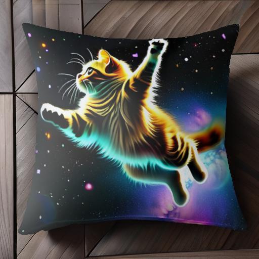 宇宙 スペース 猫 ネコ クッションカバー 45×45cm アニマル柄 おしゃれ 可愛い クッション本体付き 正方形のサムネイル