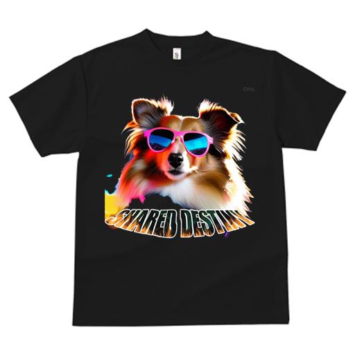 ブルー：青ホワイト：白ベージュ：茶色イエロー：黄色ライトピンク：桃色オートミール：グレー：灰 プリント クルーネック 大人カジュアル ペアTシャツ 親子ペアルック アニマル柄 ダンス 練習 運動 40代 30代 50代サングラス シェットランドシープドッグ