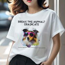 Tシャツ レディース 犬ファン 半袖 春夏 プリント カジュアル かわいい 人間用 フィットネス サングラス シェットランドシープドッグ(4)