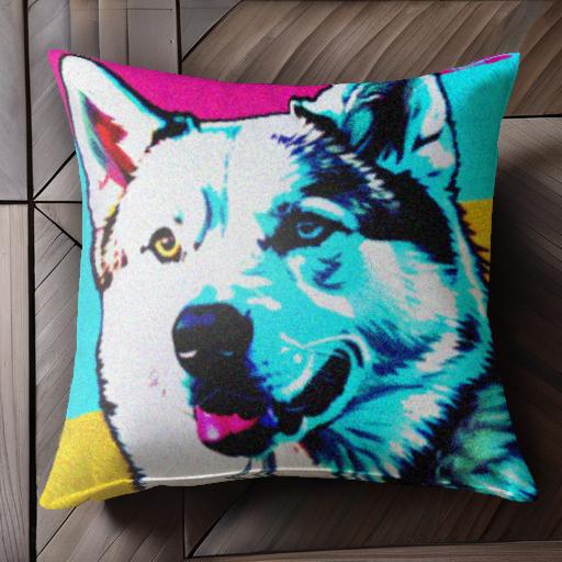 シベリアンハスキー クッションカバー 45×45cm アニマル柄 おしゃれ 可愛い クッション本体付き 正方形