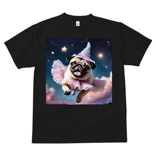 Tシャツ メンズ キッズ 犬ファン 半袖 春夏 プリント カジュアル かわいい 人間用 フィットネス 星 パグ 魔法使いの帽子 チュチュ 夜空