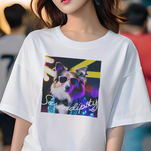 Tシャツ レディース 犬ファン 半袖 春夏 プリント カジュアル かわいい 人間用 フィットネス サングラ..