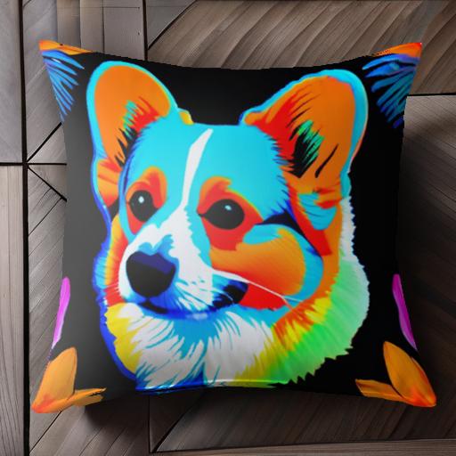 花 コーギー クッションカバー 45×45cm アニマル柄 おしゃれ 可愛い クッション本体付き 正方形