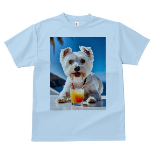 Tシャツ メンズ キッズ 犬ファン 半袖 春夏 プリント カジュアル かわいい 人間用 フィットネス 飲み物 ウエストハイランドホワイトテリア カクテル 夏 海